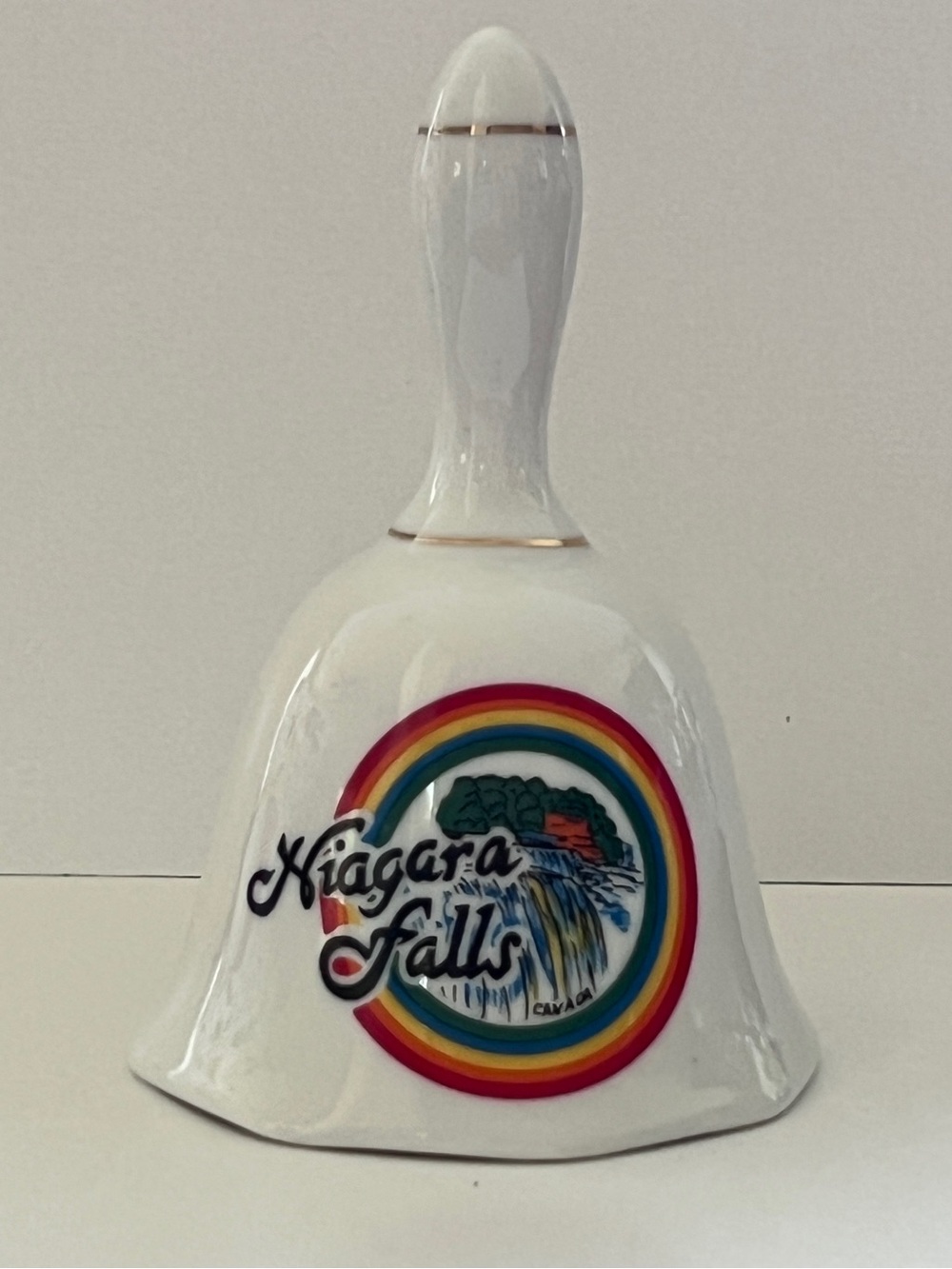Vintage Niagara Falls Souvenir Porcelain Ceramic Bell Rainbow Graphic Taiwan